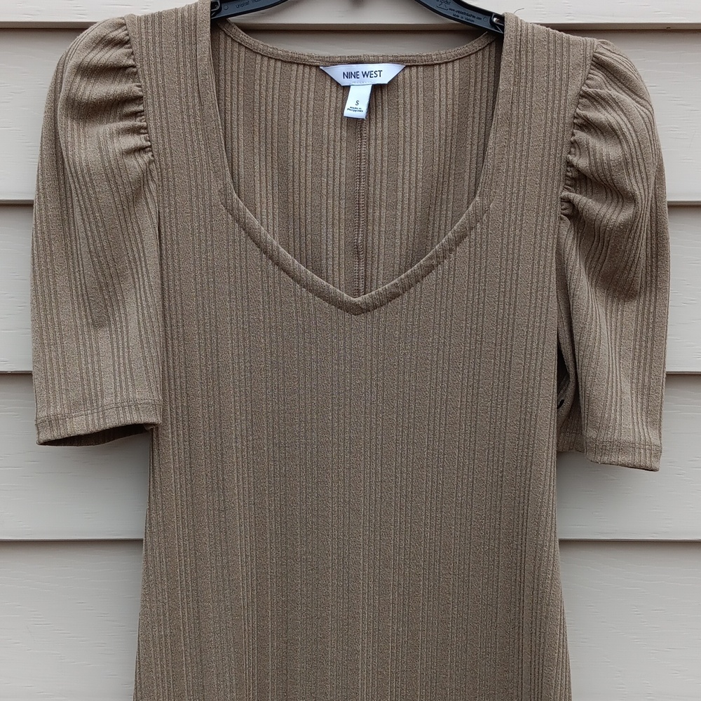 NINE WEST Women's Ribbed Puff Sleeve Dress - S